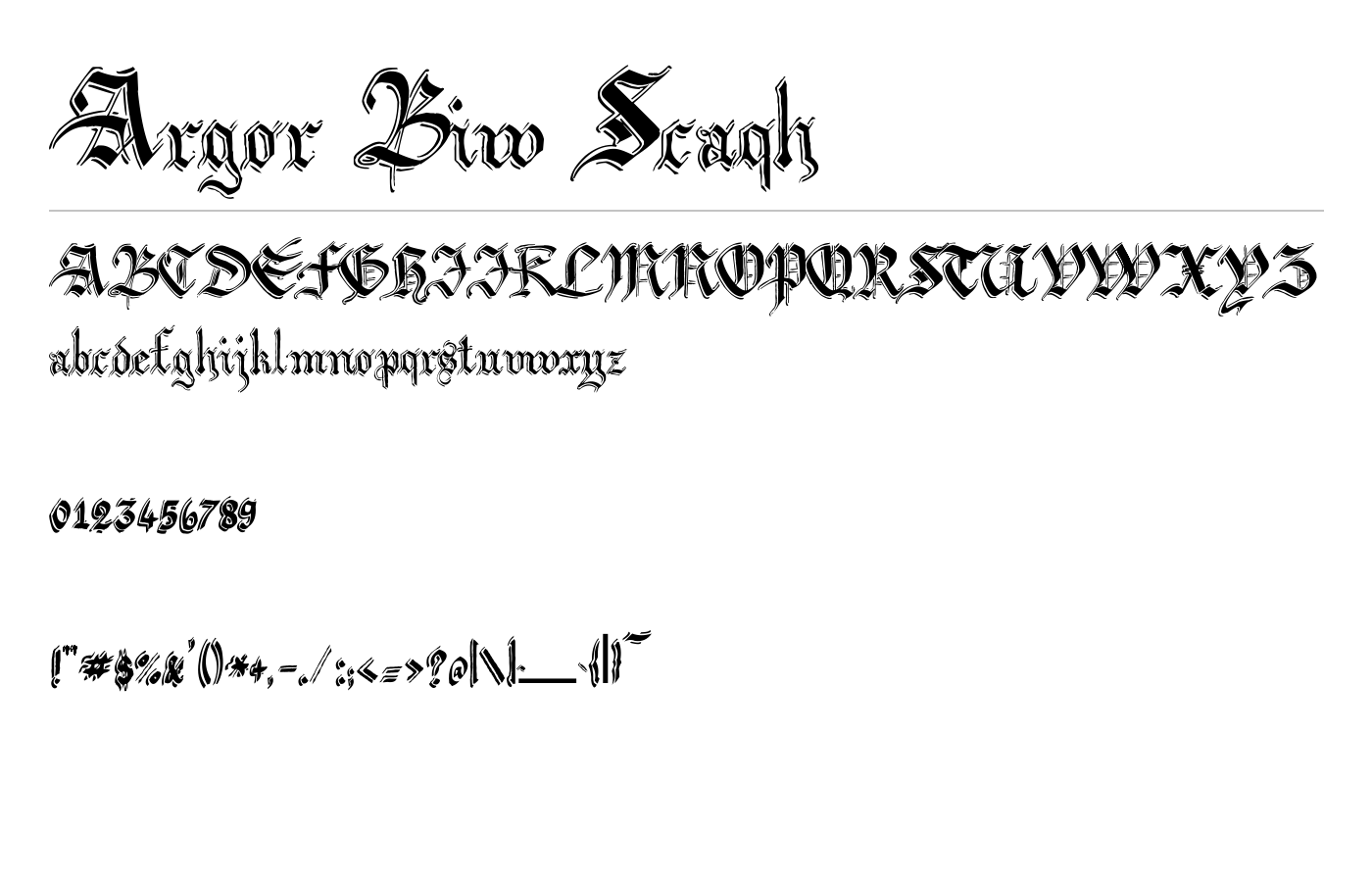 Argor Biw Scaqh Font preview