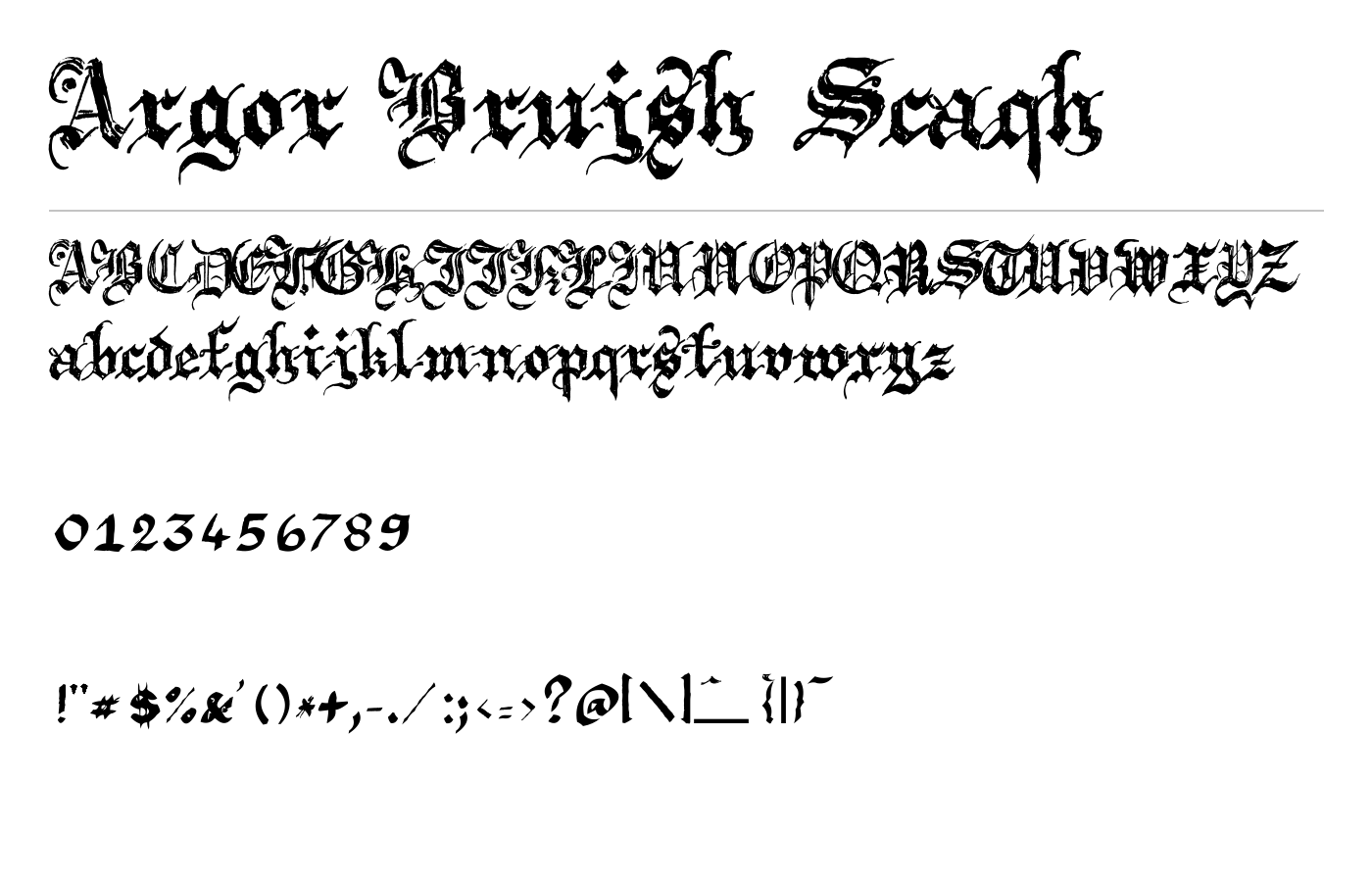 Argor Brujsh Scaqh Font preview
