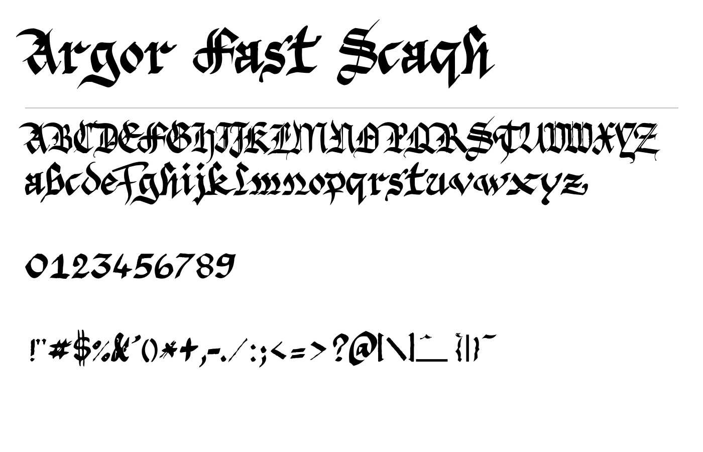 Argor Fast Scaqh Font preview