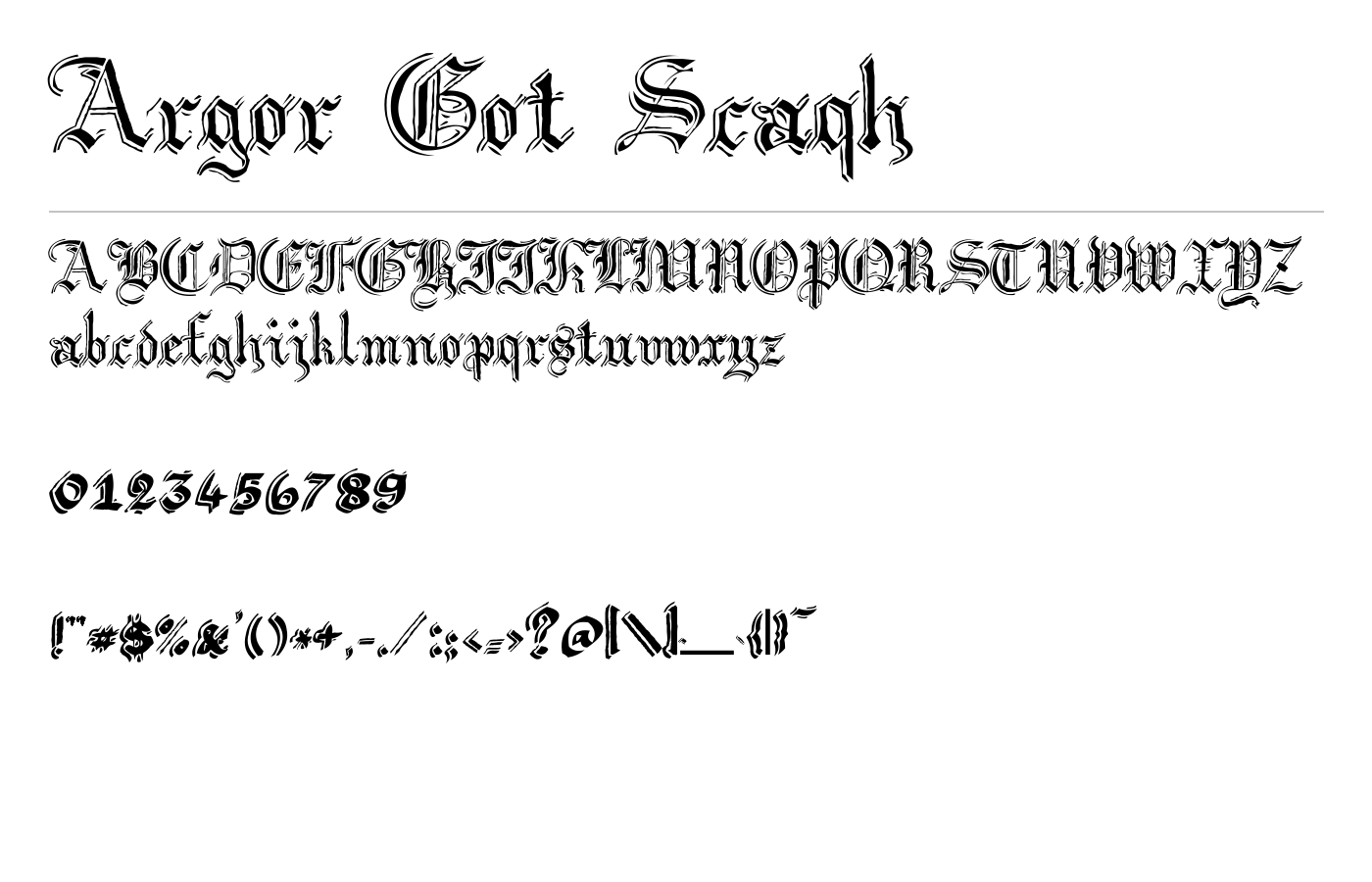 Argor Got Scaqh Font preview
