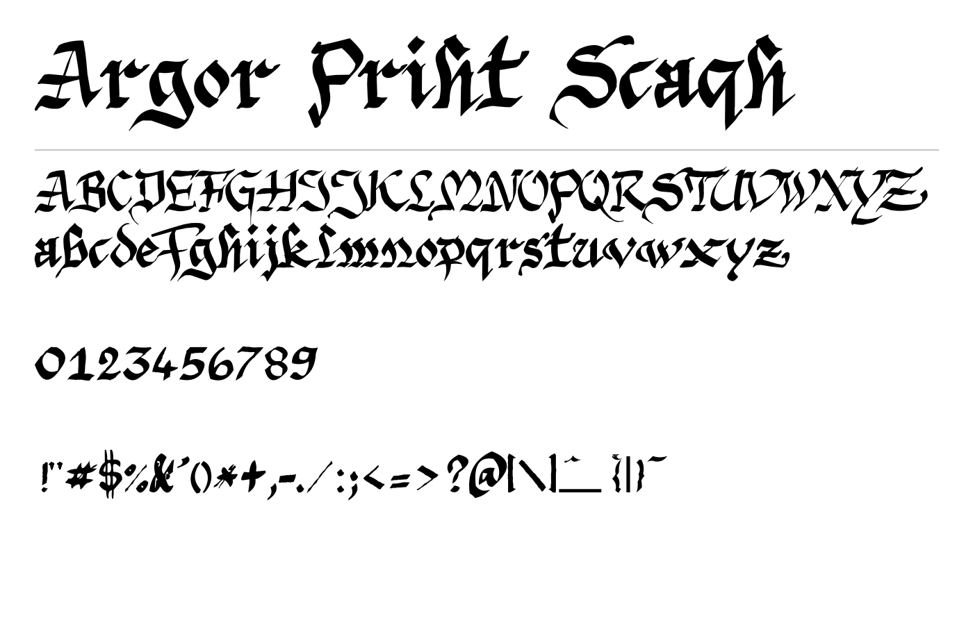 Argor Priht Scaqh Font preview