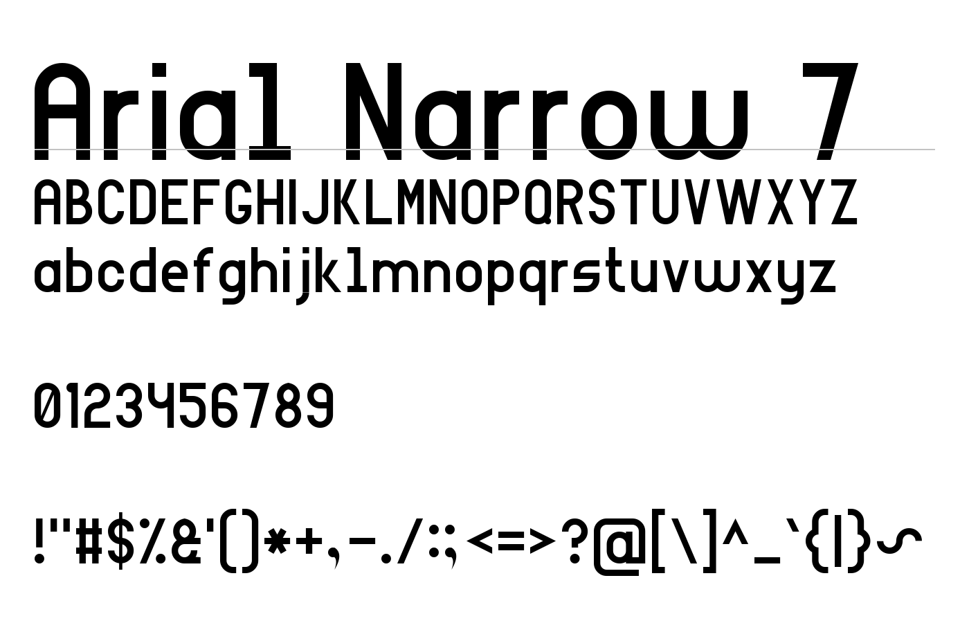 Arial Narrow 7 Font preview