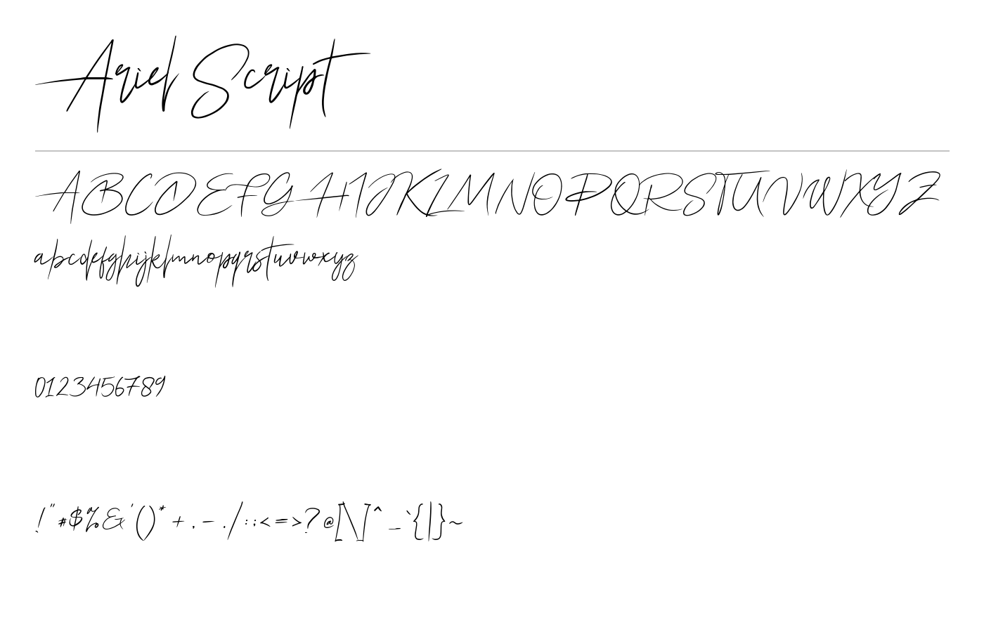 Ariel Script Font preview