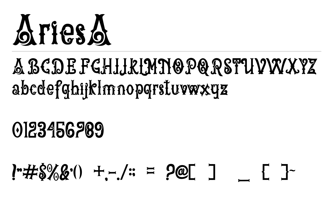 AriesA Font preview