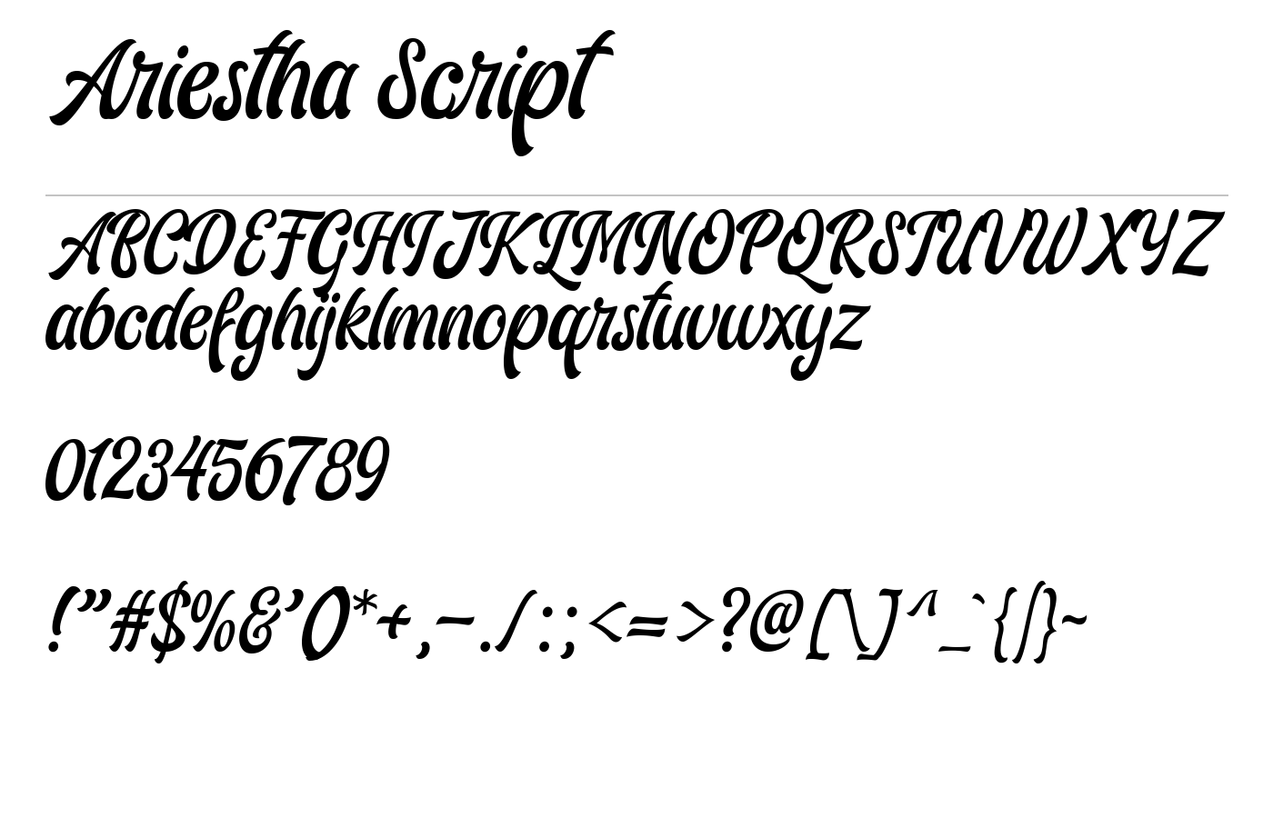 Ariestha Script Font preview