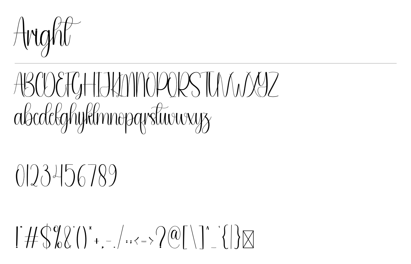 Aright Font preview