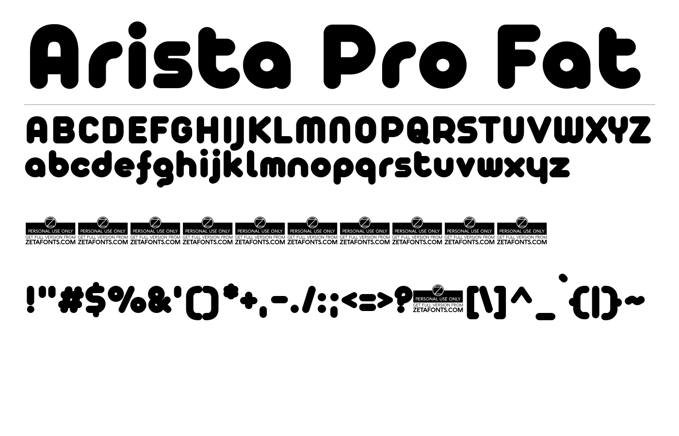 Arista Pro Fat Font preview