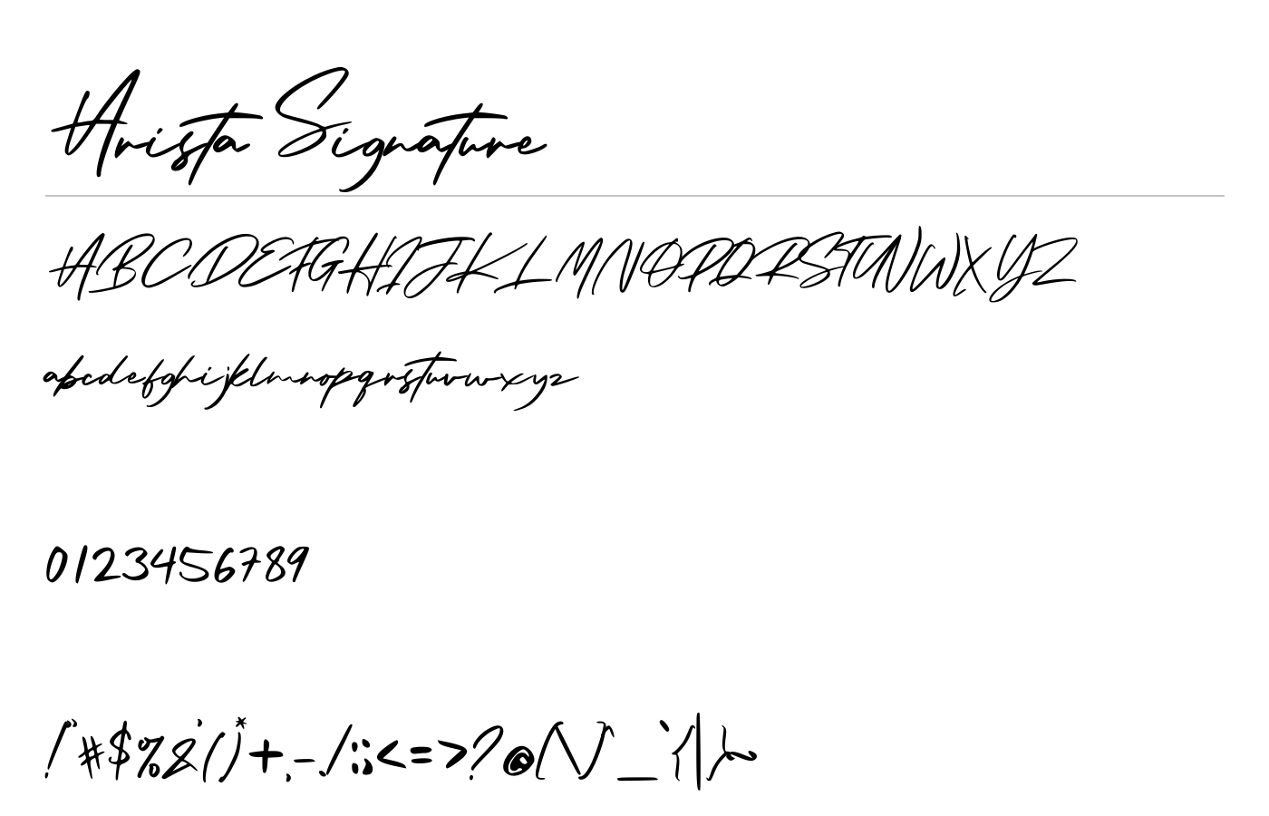Arista Signature Font preview