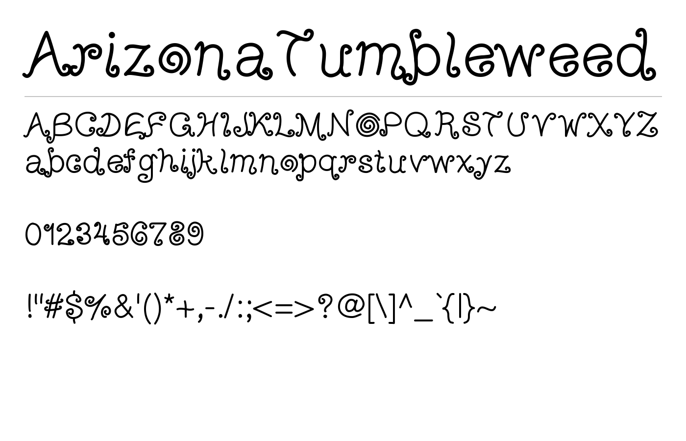 ArizonaTumbleweed Font preview