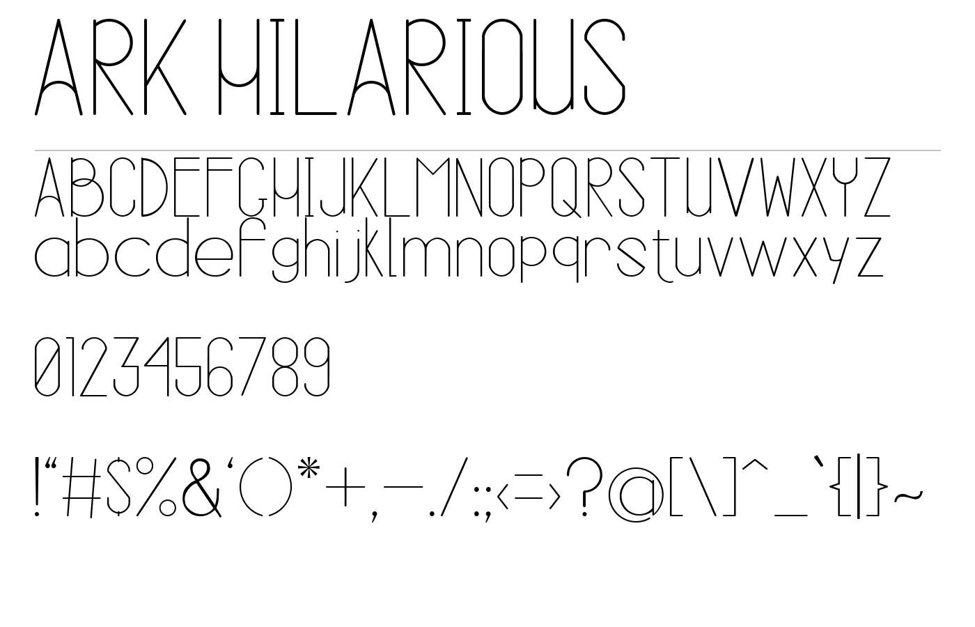 ARK HILARIOUS Font preview
