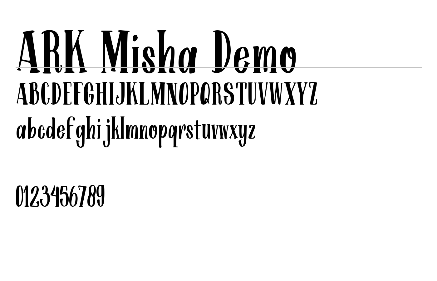 ARK Misha Demo Font preview