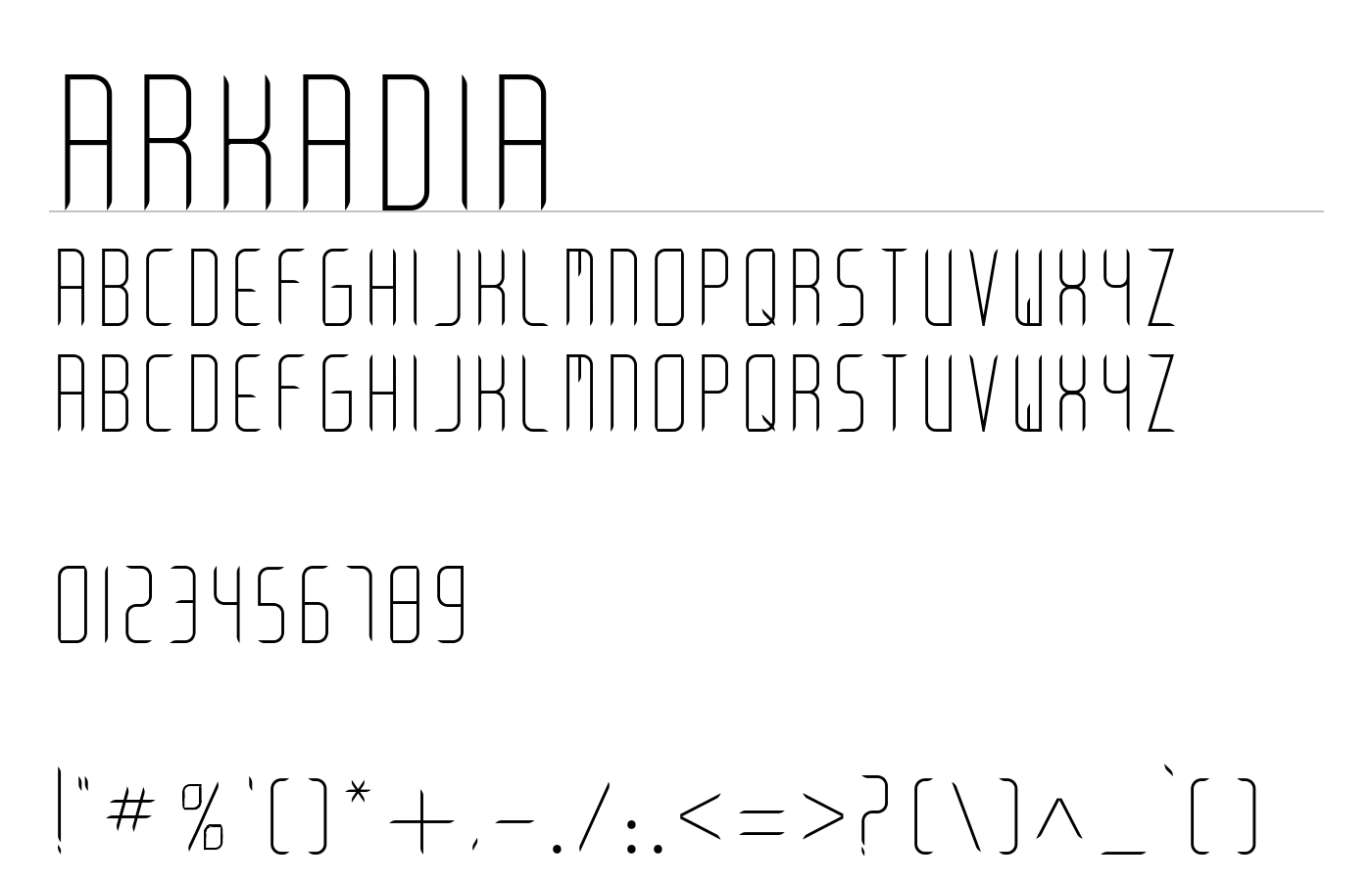 Arkadia Font preview