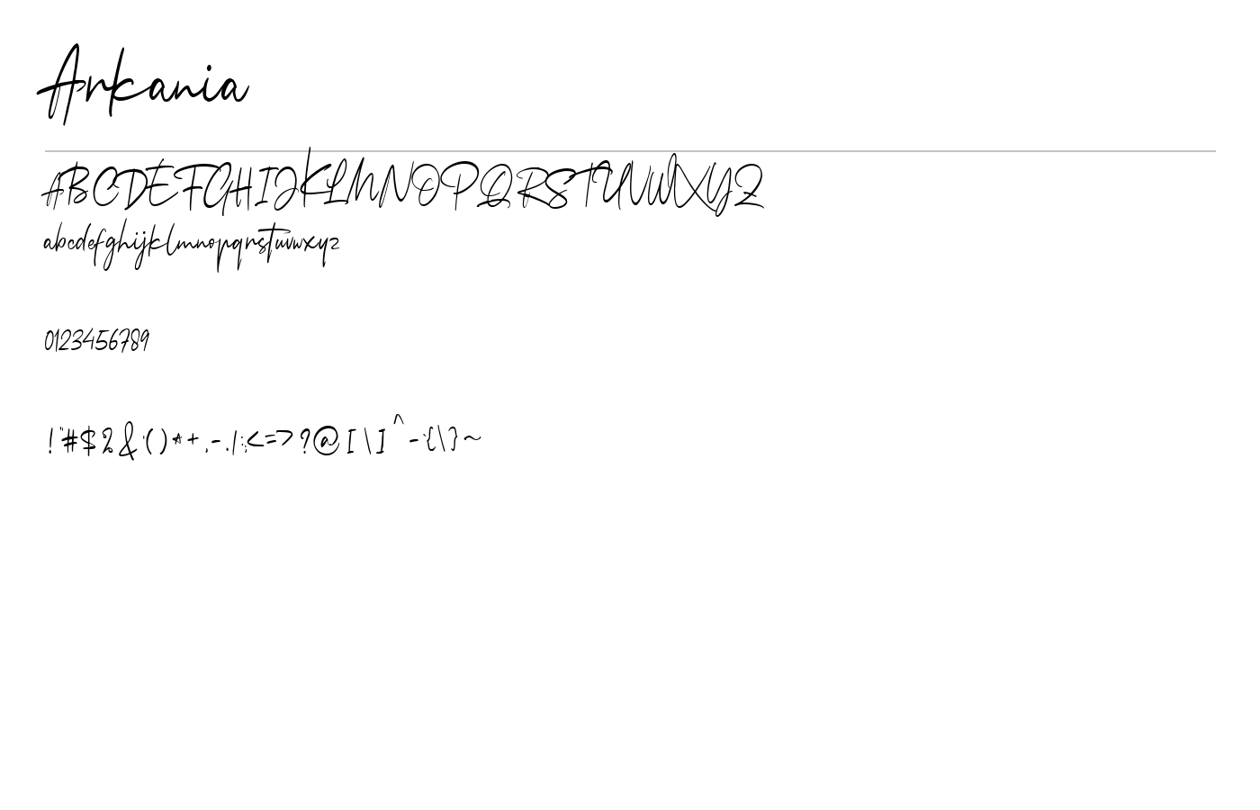 Arkania Font preview