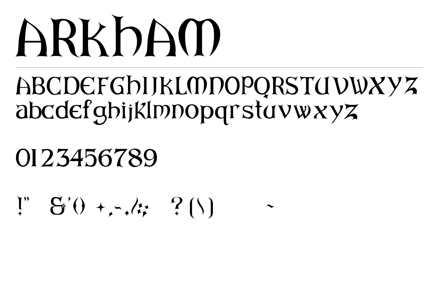ARKHAM Font preview