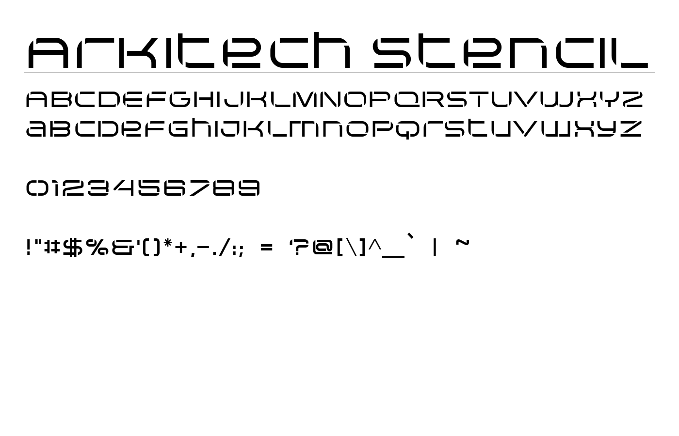 Arkitech Stencil Font preview