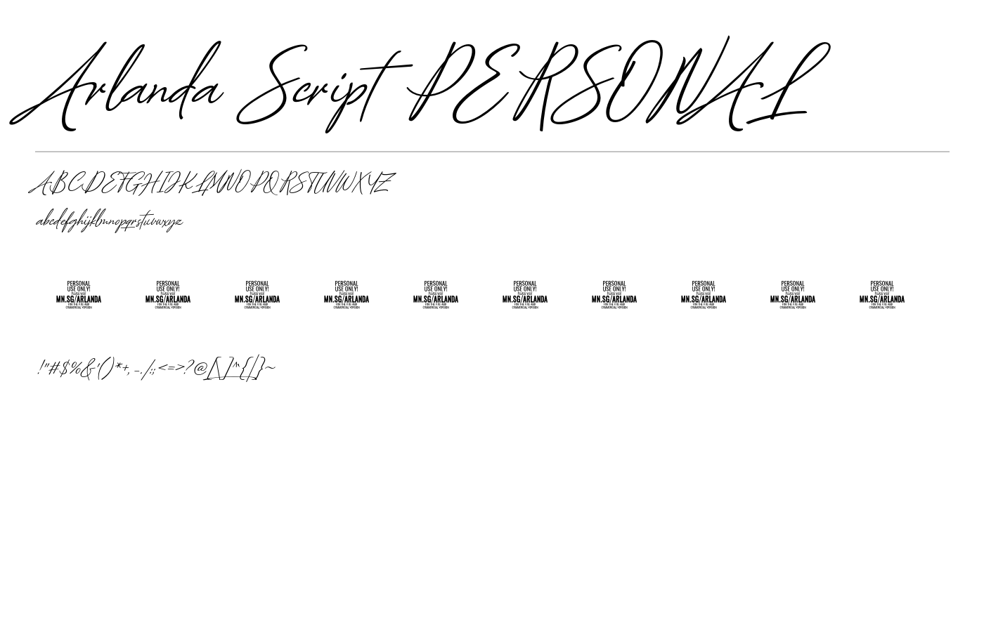 Arlanda Script PERSONAL Font preview