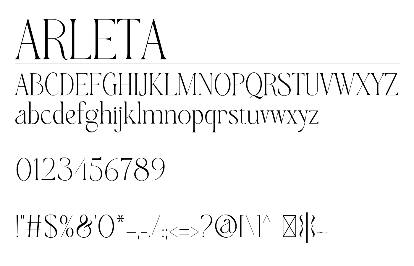 ARLETA Font preview