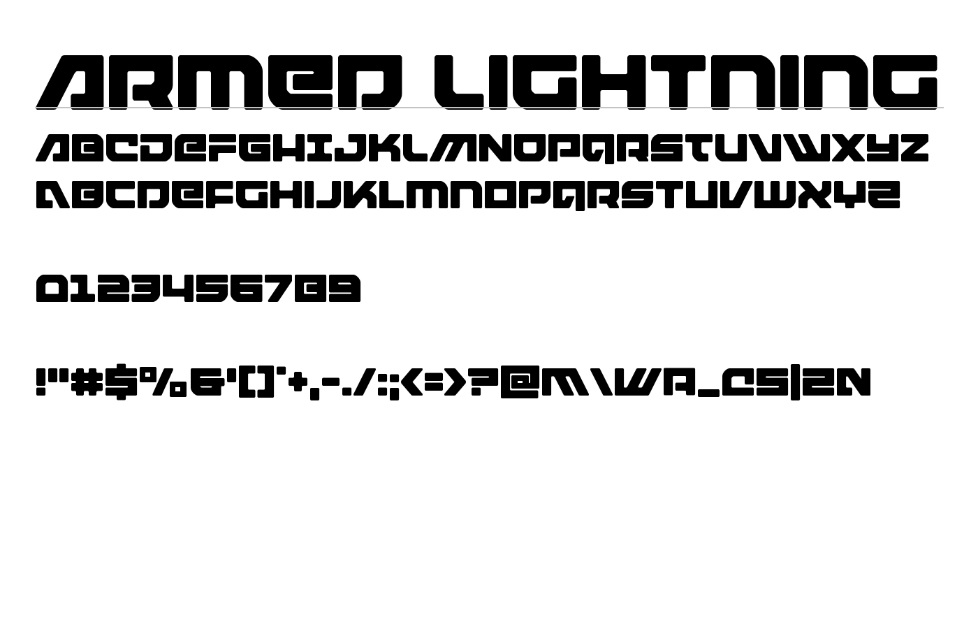 Armed Lightning Font preview