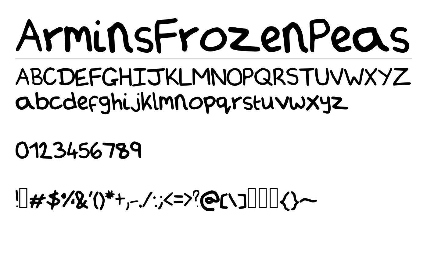 ArminsFrozenPeas Font preview
