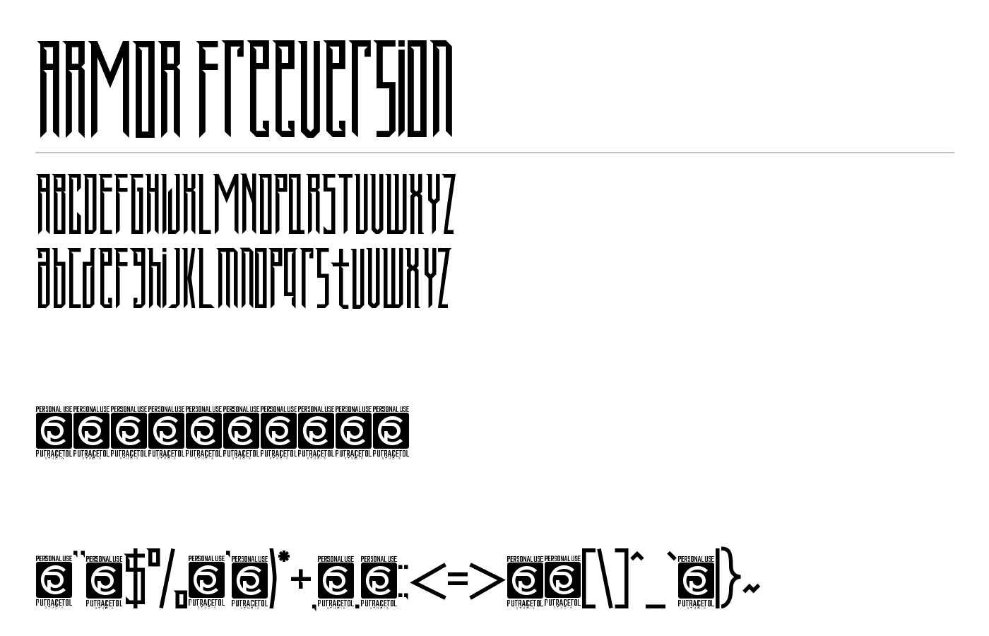 ARMOR Font preview