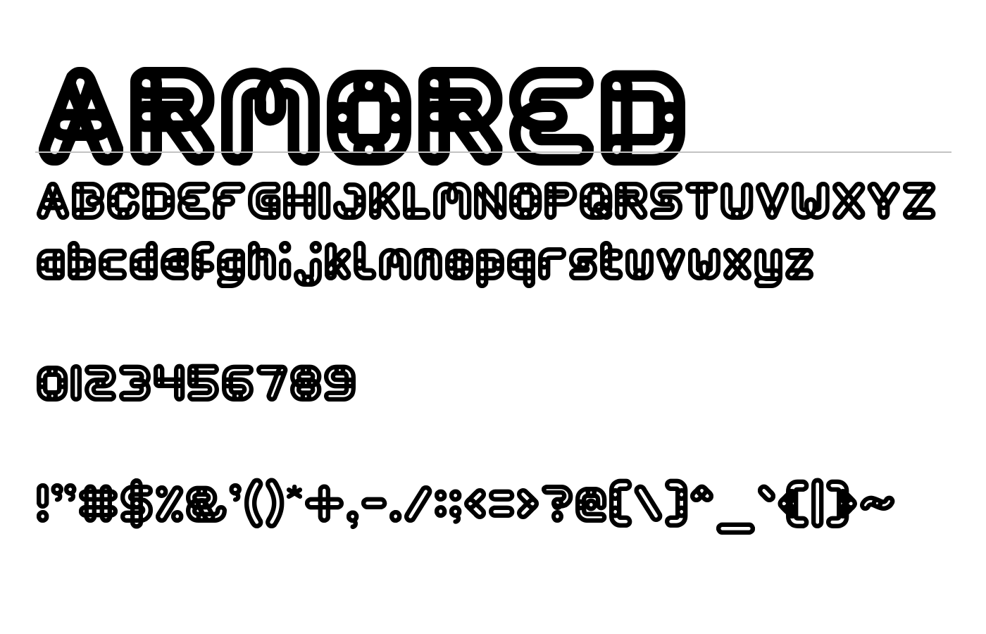ARMORED Font preview