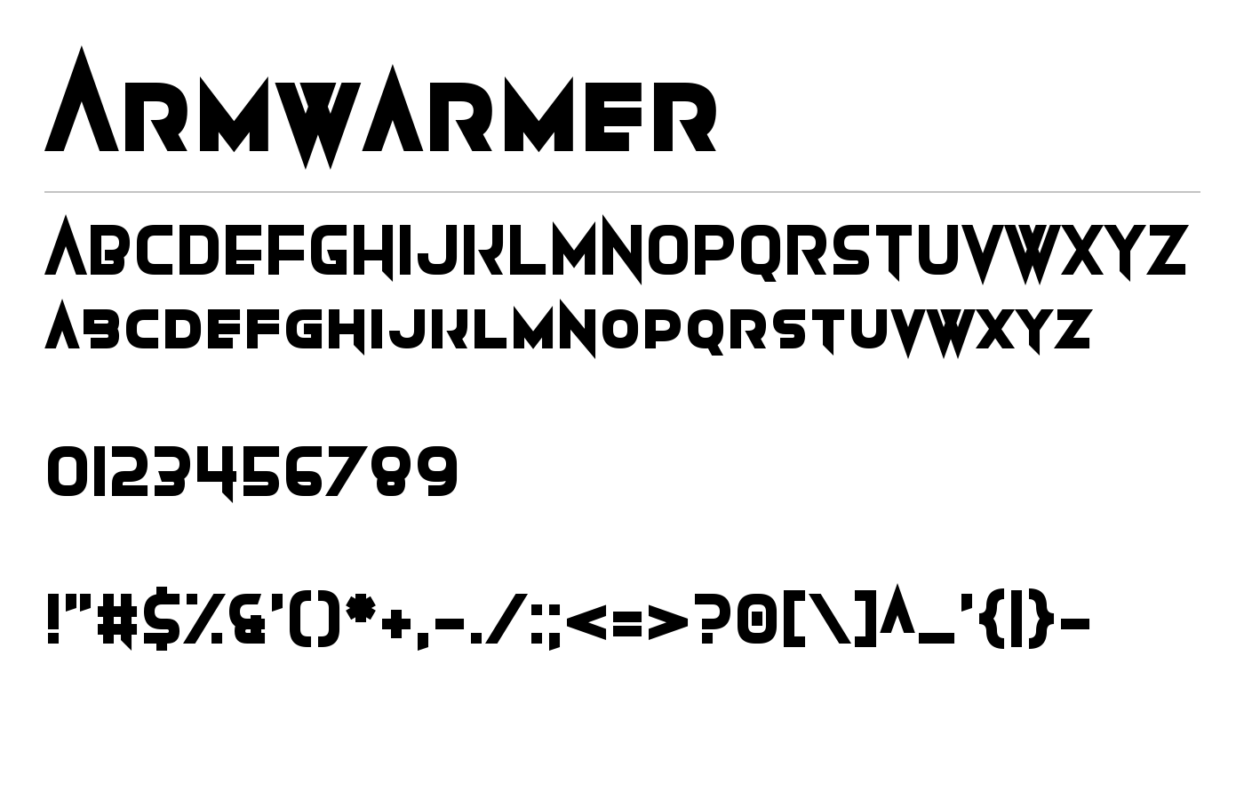 Armwarmer Font preview