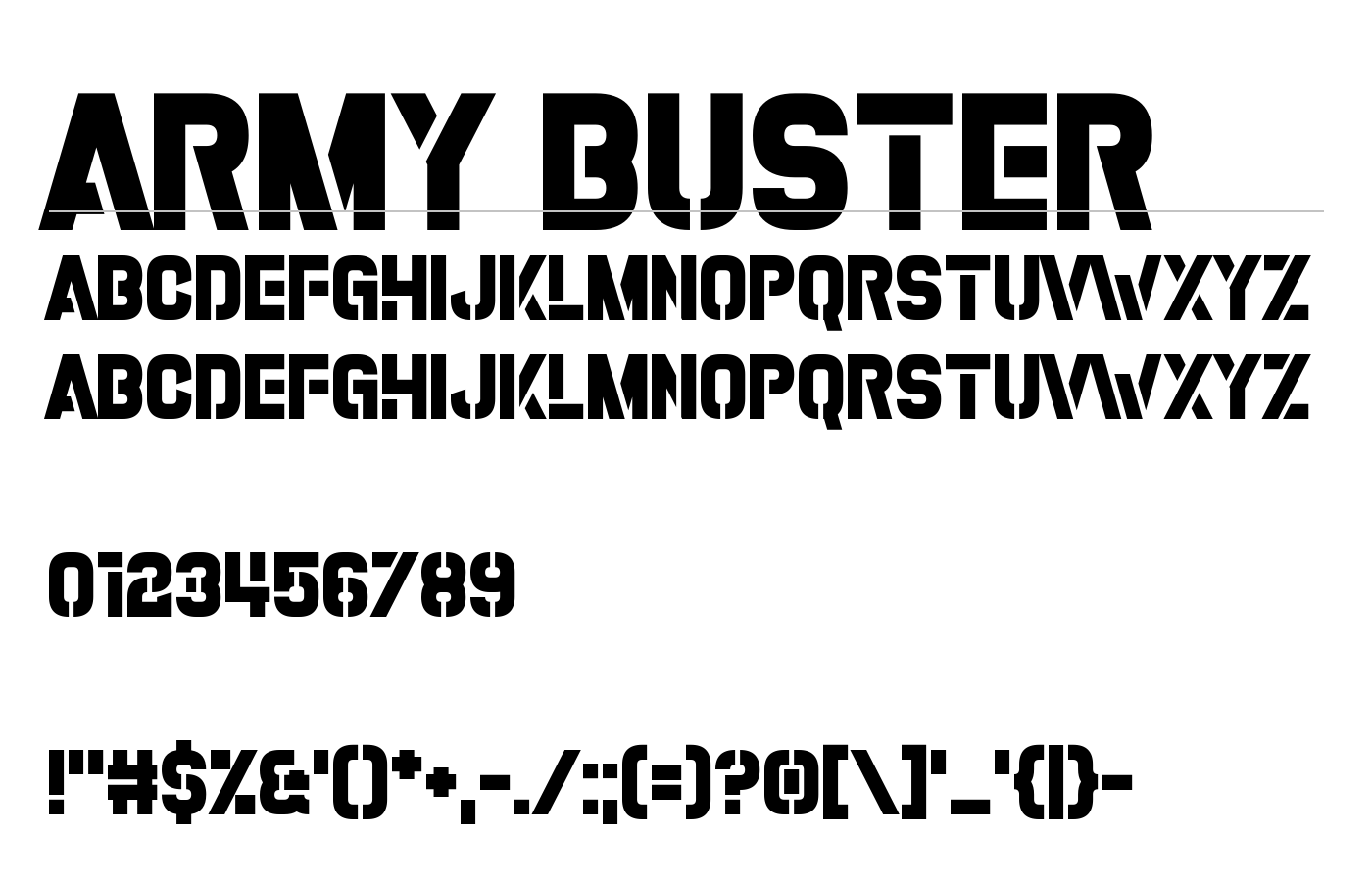 Army Buster Font preview