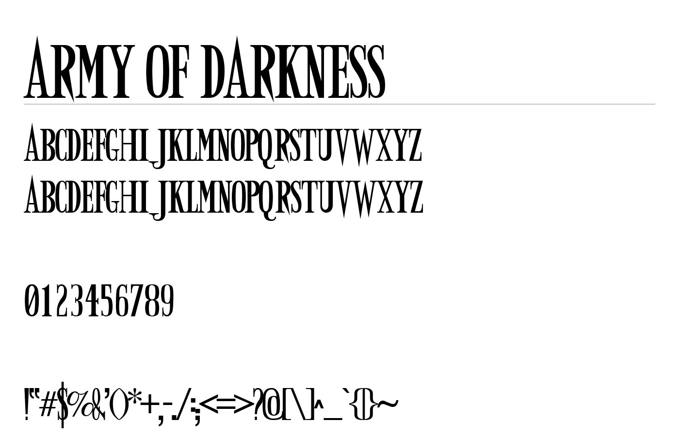 Army of Darkness Font preview
