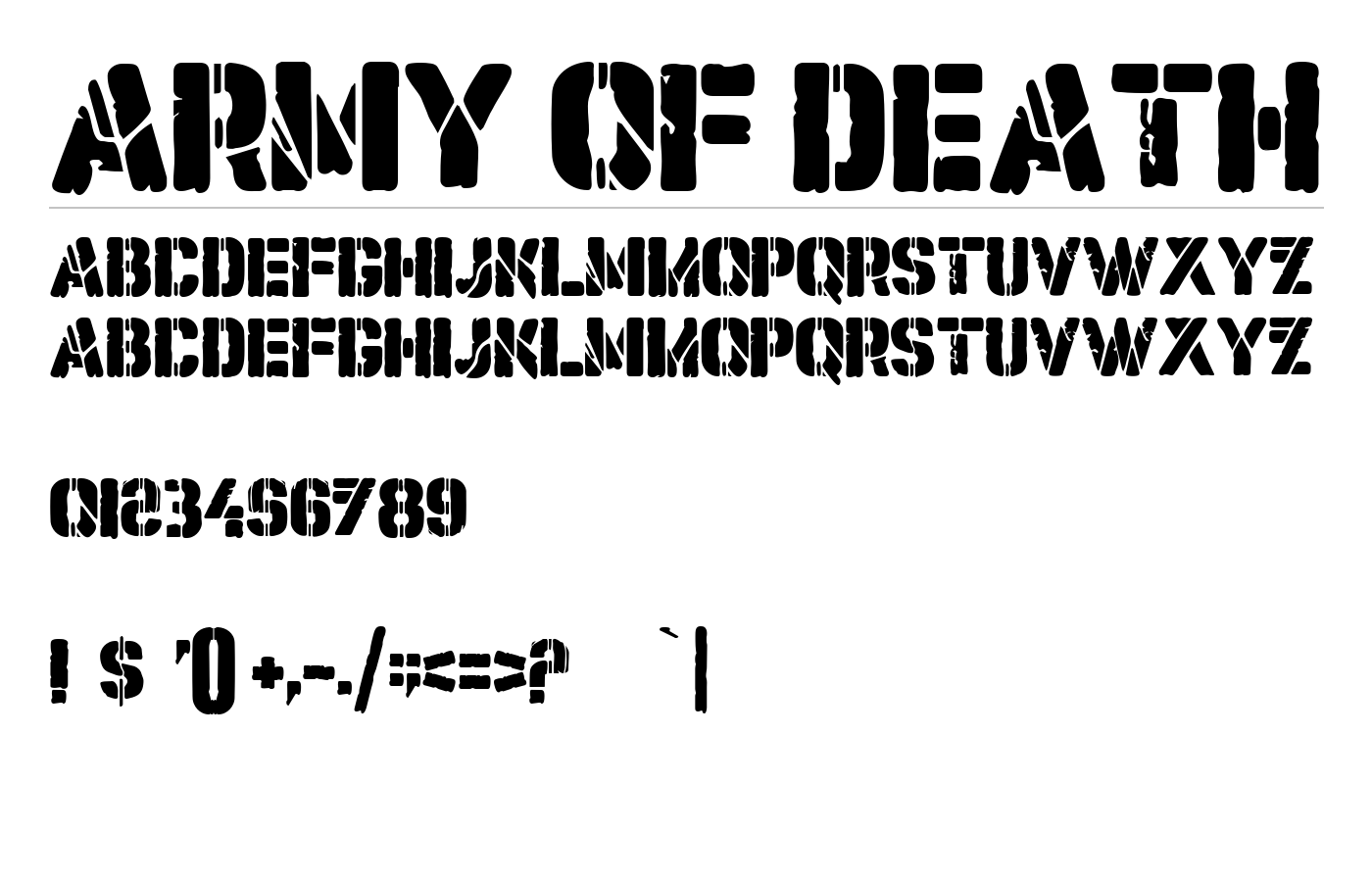 Army of Death Font preview