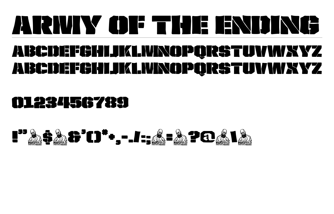 Army of the Ending Font preview