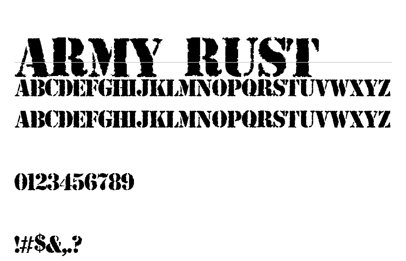 ARMY RUST Font preview