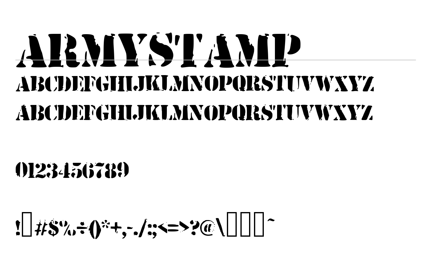 ArmyStamp Font preview