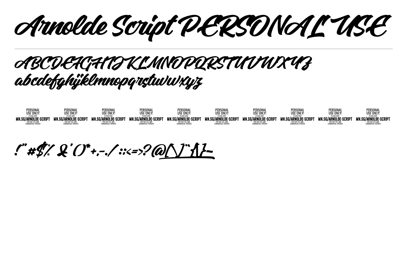 Arnolde Script PERSONAL USE Font preview