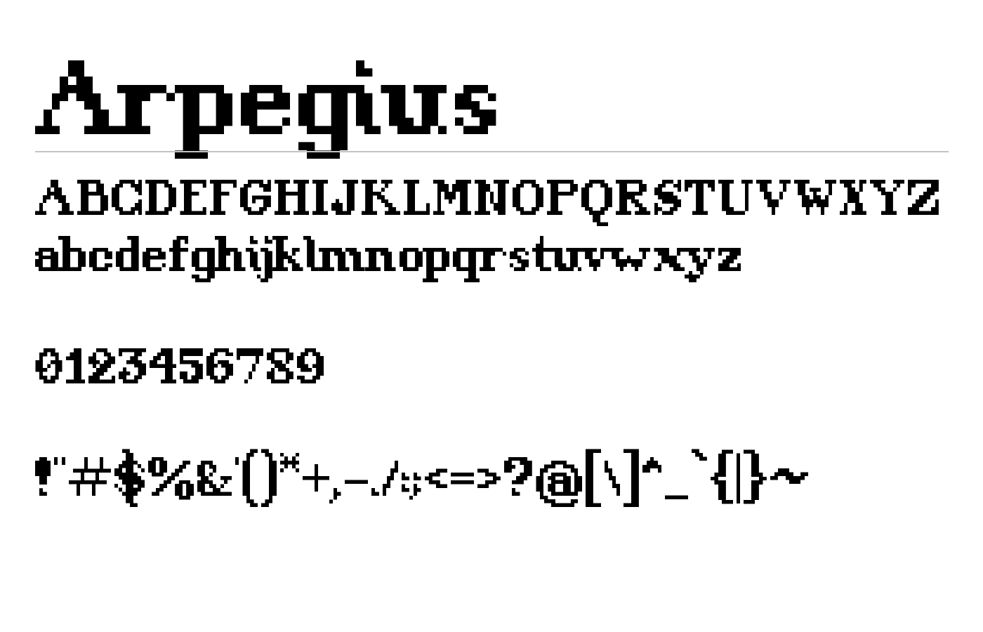 Arpegius Font preview