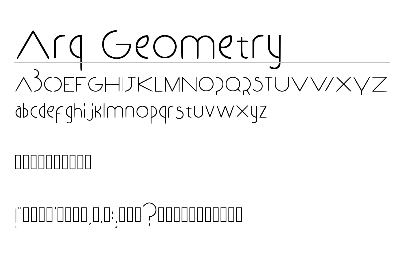 Arq Geometry Font preview