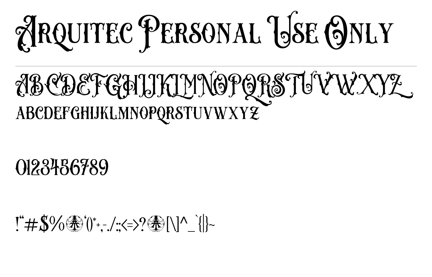 Arquitec Personal Use Only Font preview