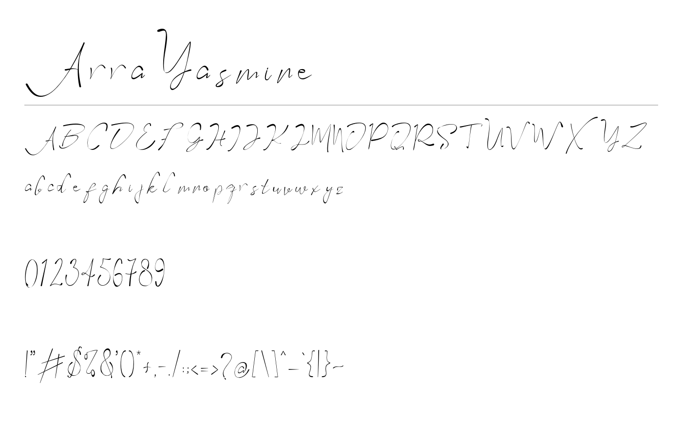 Arra Yasmine Font preview