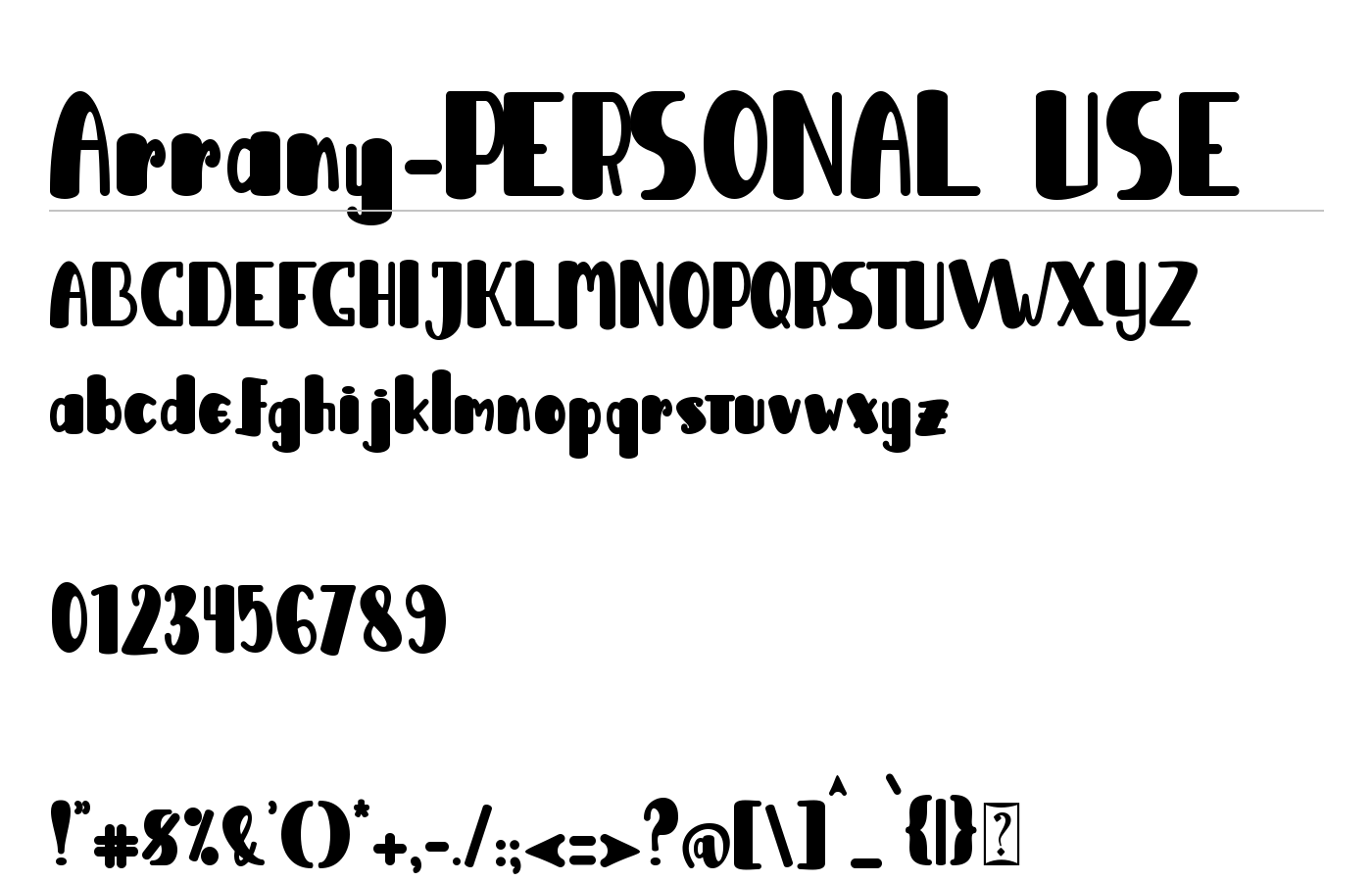 Arrany-PERSONAL USE Font preview
