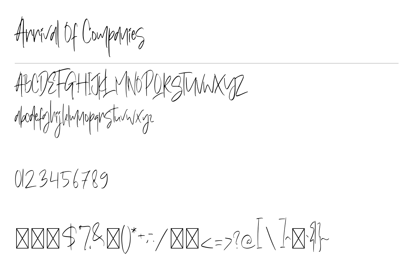 Arrival Of Companies Font preview