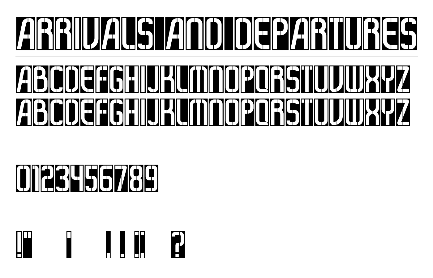 Arrivals And Departures Font preview
