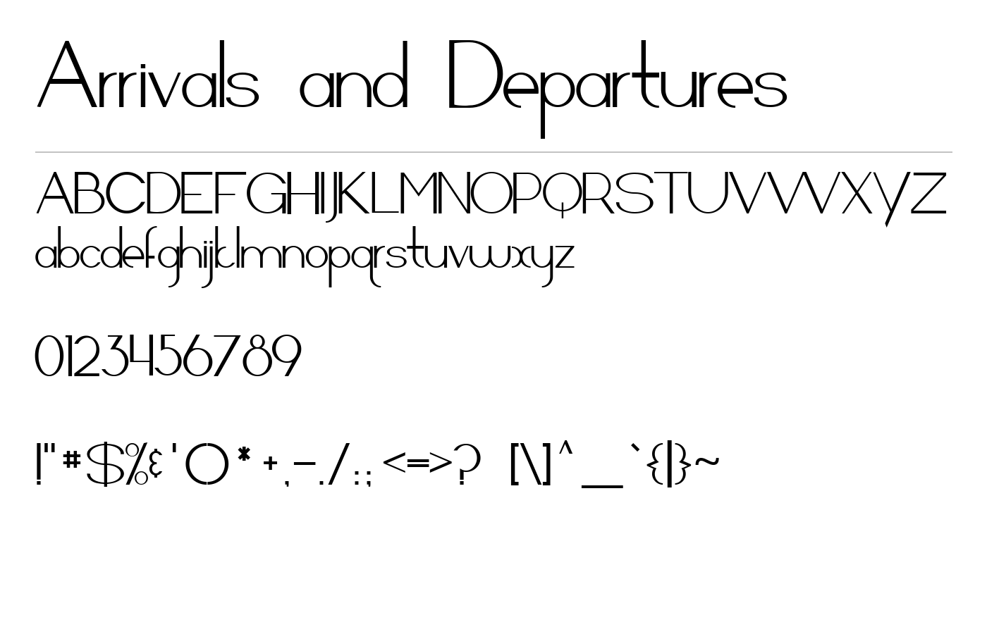 Arrivals and Departures Font preview