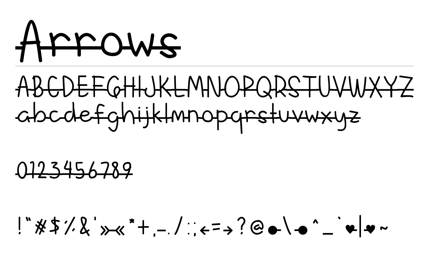 Arrows Font preview