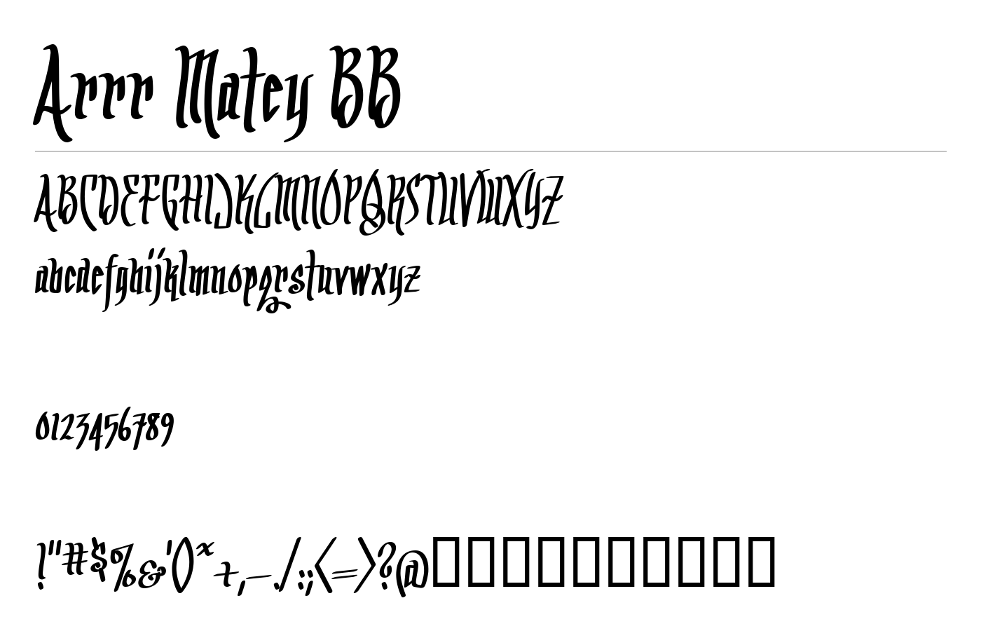 Arrr Matey BB Font preview