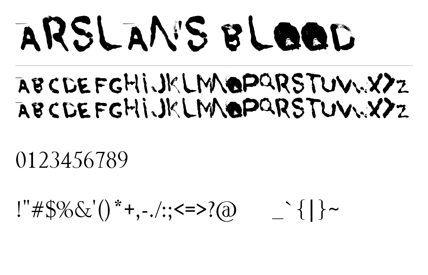 Arslan's Blood Font preview