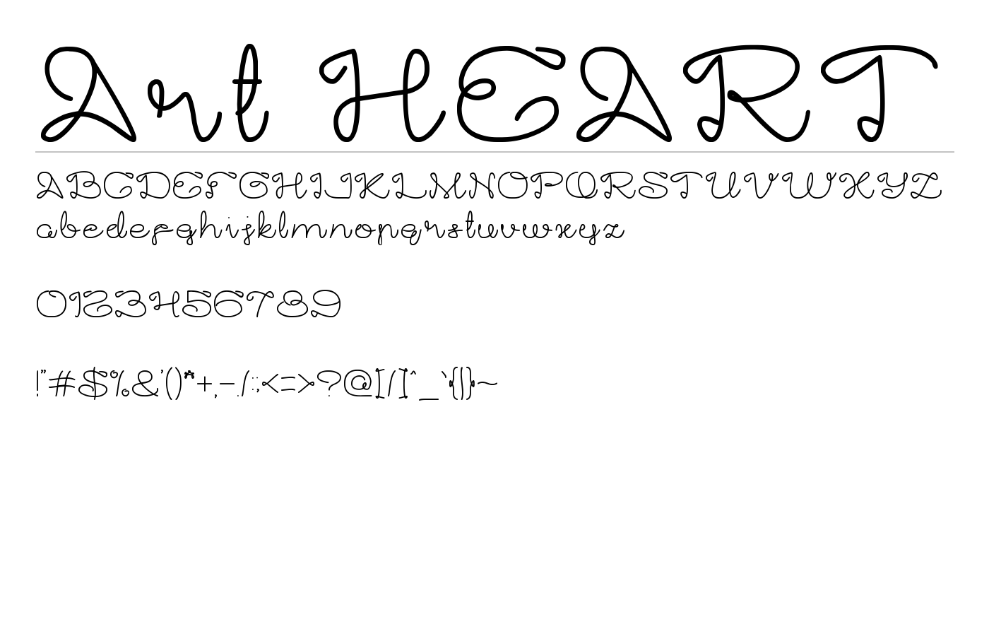 Art HEART Font preview