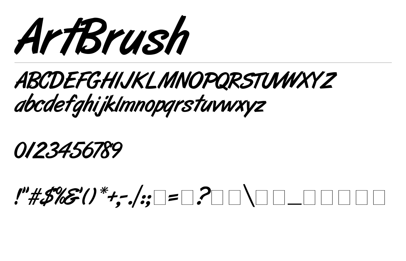 ArtBrush Font preview