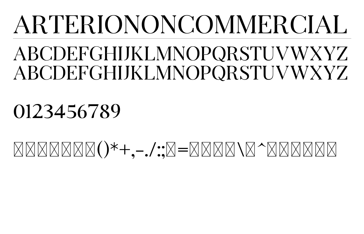ArterioNonCommercial Font preview
