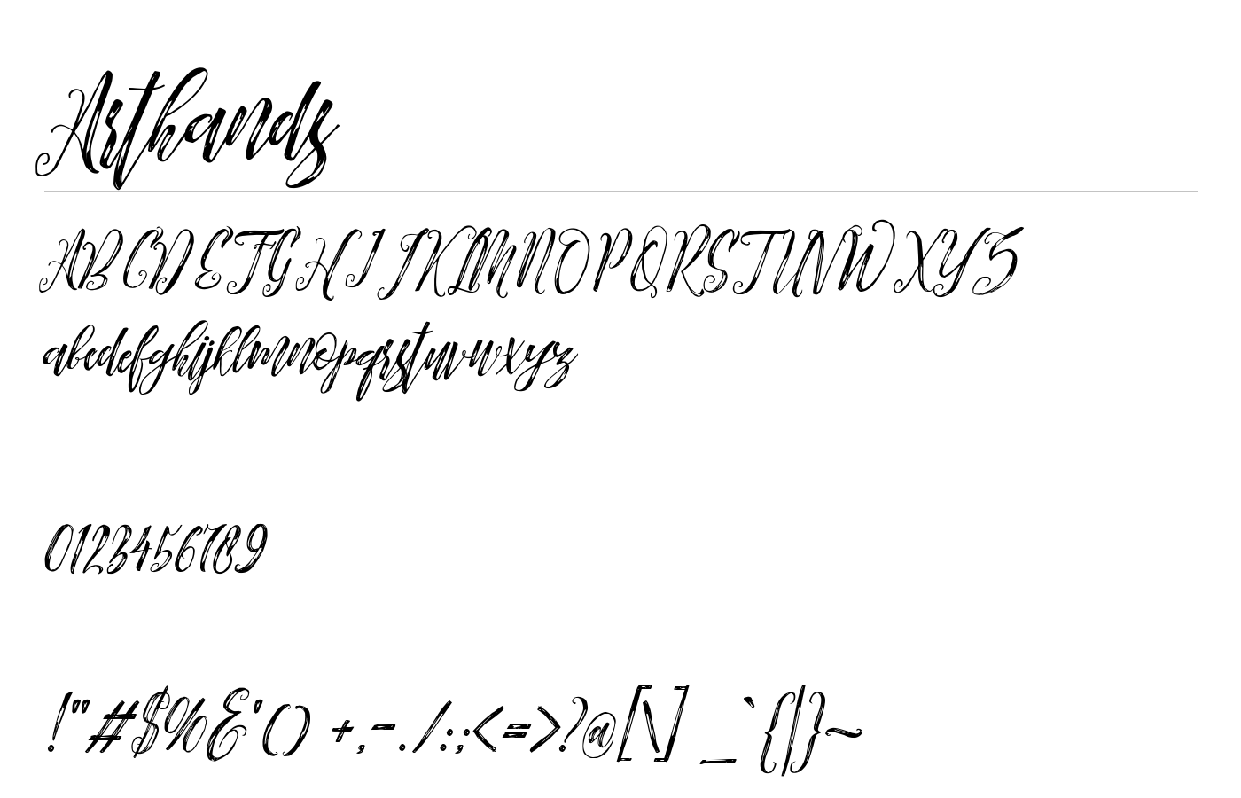 Arthands Font preview