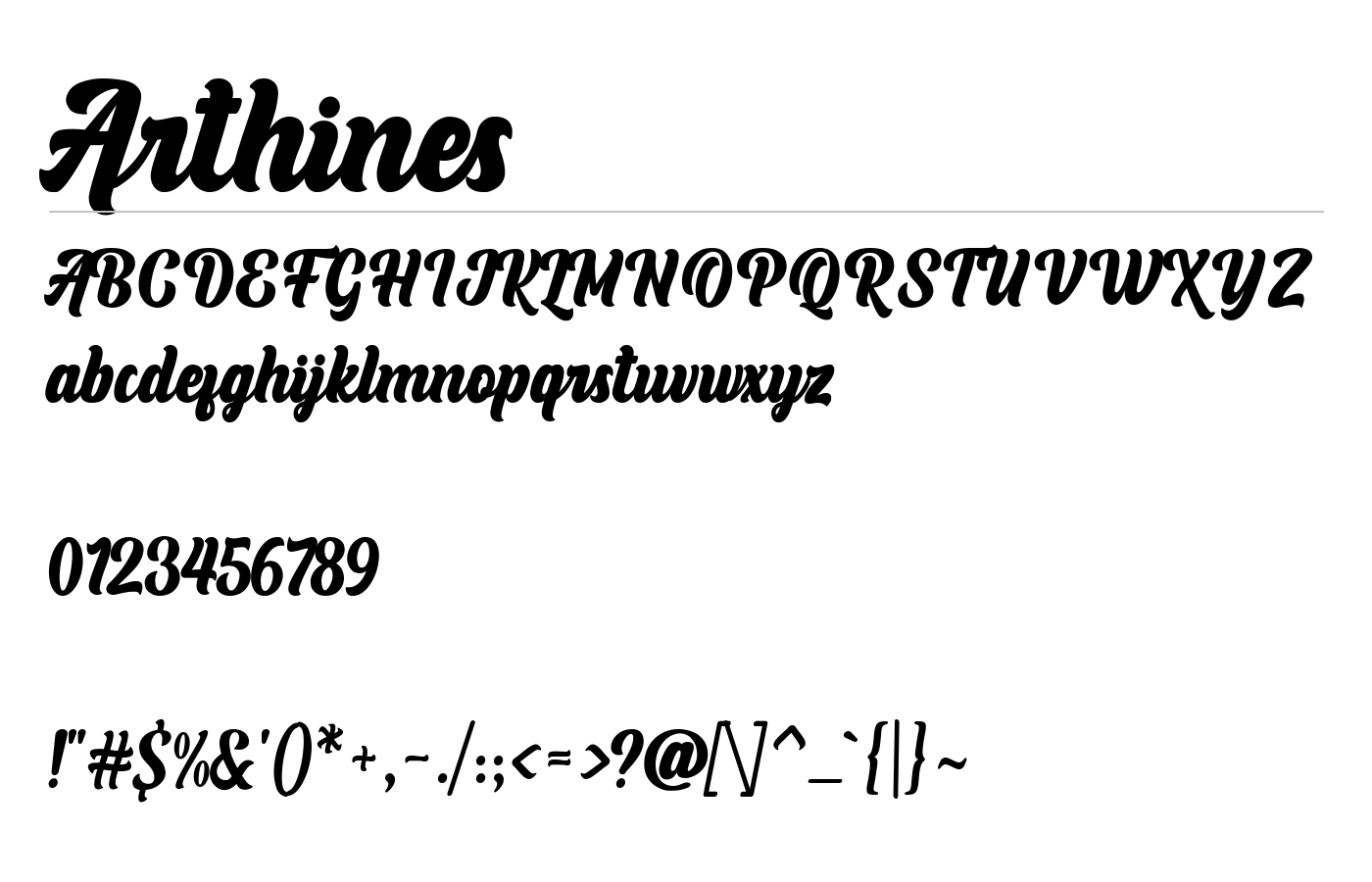 Arthines Font preview
