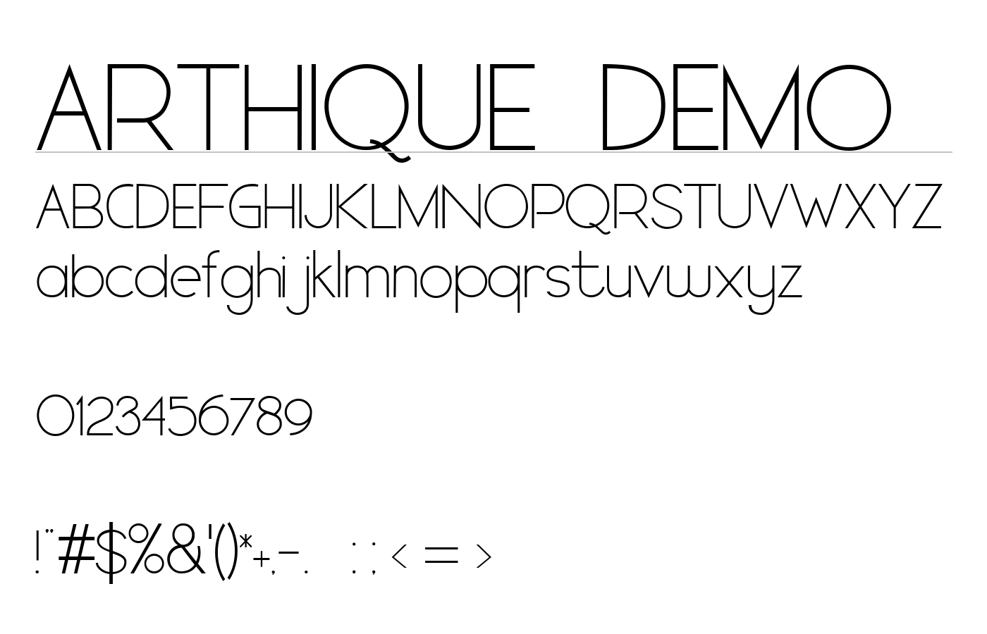 ARTHIQUE DEMO Font preview